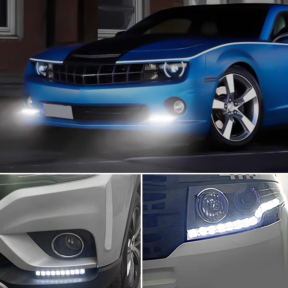 Car LED DRL Daytime Running Lamp White Led Flexibles Waterproof DRL Driving Fog Light Signal DayLight Car Exterior Accessories