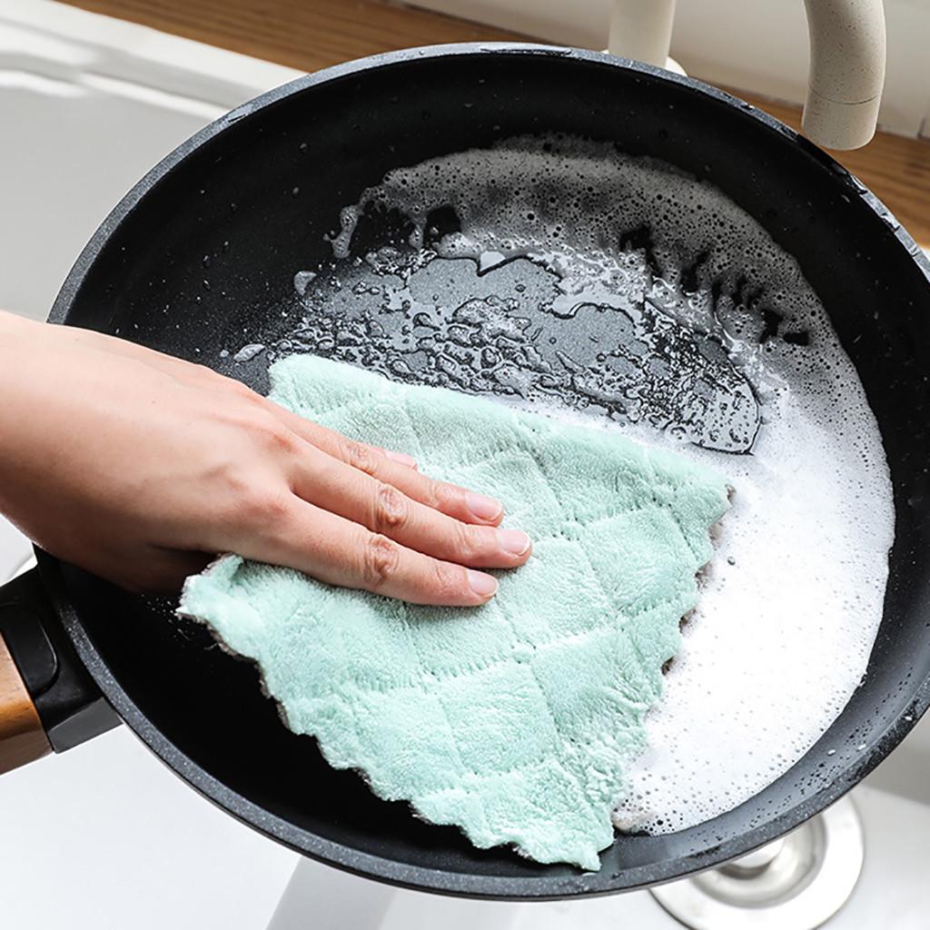 Kitchen Dish Towels Double-sided Printing 27 X 16 Coral Fleece Absorbent 5PCS