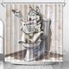 Funny Husky Shower Curtain Humor Husky Animal Sitting On Toilet Reading Newspaper Shower Curtains  Shower Curtain for Bathroom