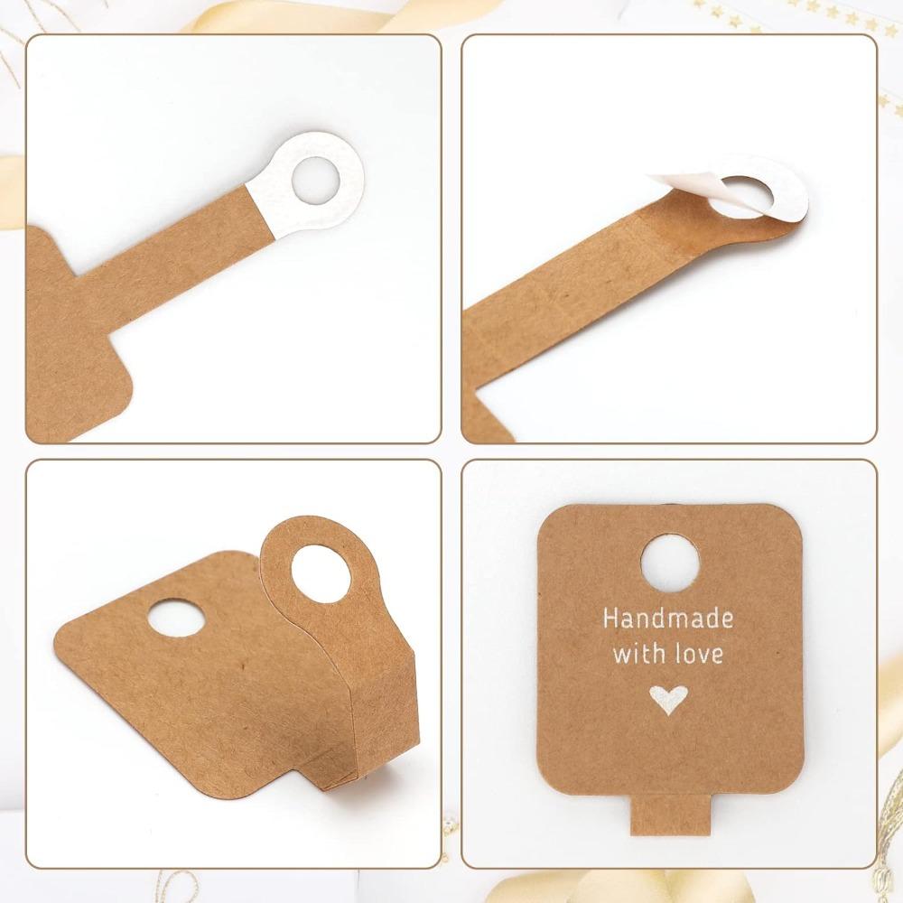 Brown Self Adhesive Bracelet Display Cards Kraft Jewelry Packaging for Selling  Love Blank Cards