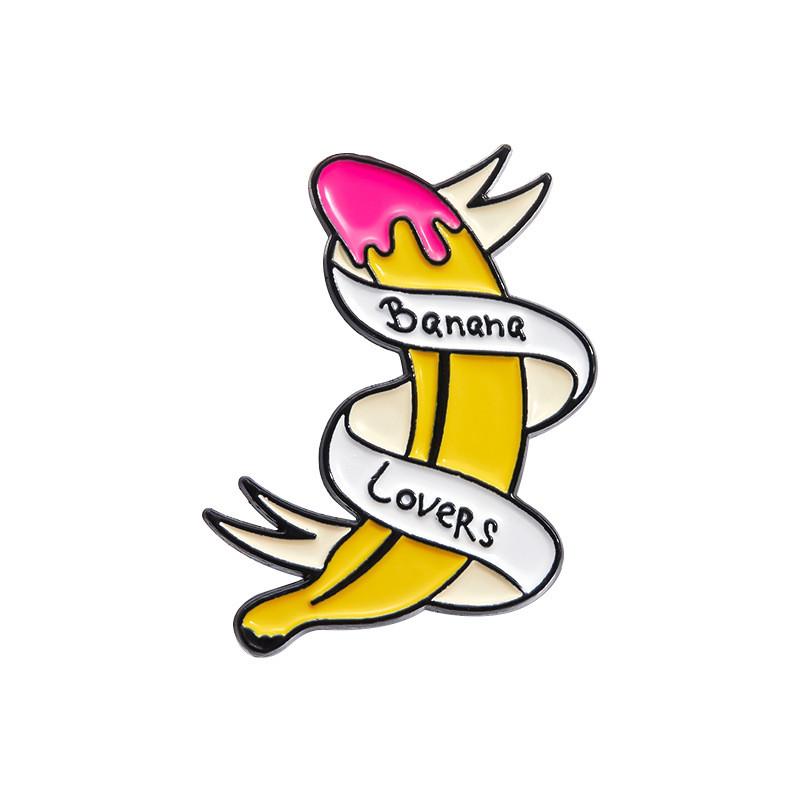 Unique Stylish And Fruit Themed Alloy Brooches With Colorful Strawberry And Banana Patterns For Accessories Trendy
