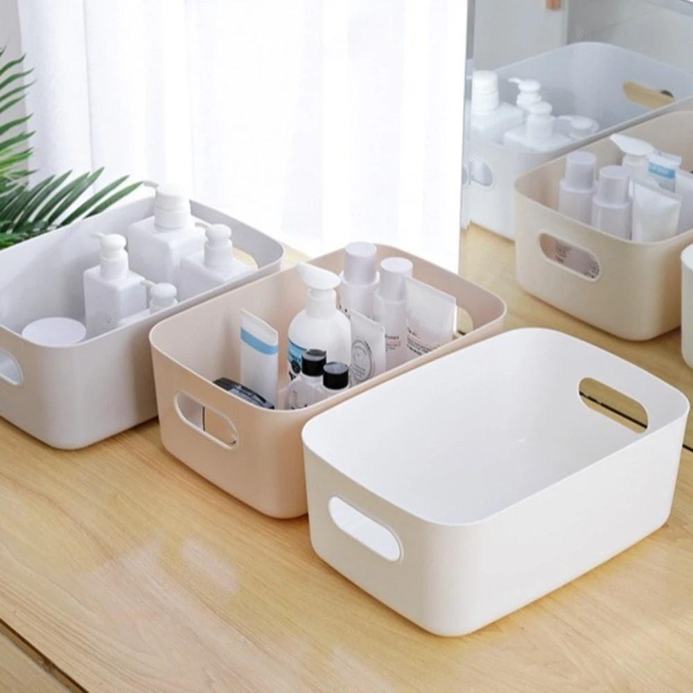 3PCS/SET Plastic Cosmetic Storage Box Stackable Large Capacity Miscellaneous Items Organizer Thick Trinket Storage Basket