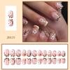 Press On Nails Short Square Fake Nails with Flower Designs False Nails Cute Glossy Glue On Artificial Nails for Womens