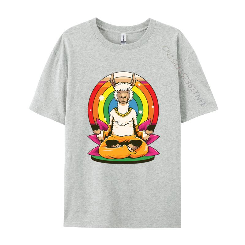 Llama Yoga Llamaste Animal Yogi Pose Tshirts Retro Style Tshirt Premium Cotton Design New Tops Tees Discount Tops  Tees