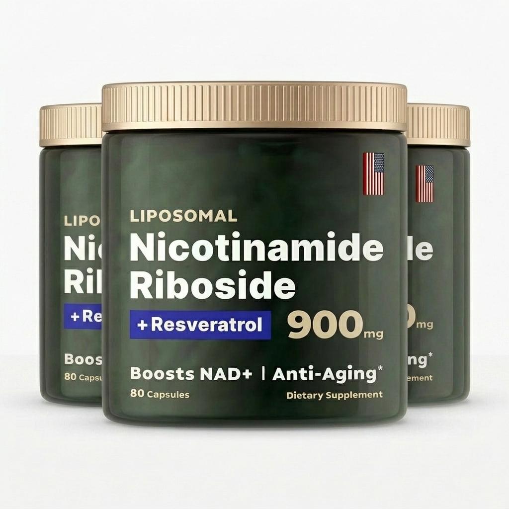 Liposomales Nicotinamid-Ribosid 900 mg mit Resveratrol - Hochreines NAD+-Booster-Nahrungsergänzungsmittel für Energie & Anti-Aging