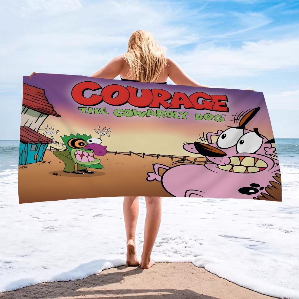 C-CORAGGIO Il Cane C-Codardo Telo Mare Asciugamano da Bagno Colorato per Ragazza Microfibra Asciugatura Rapida Personalizzato Senza Sabbia Spiaggia Palestra Piscina