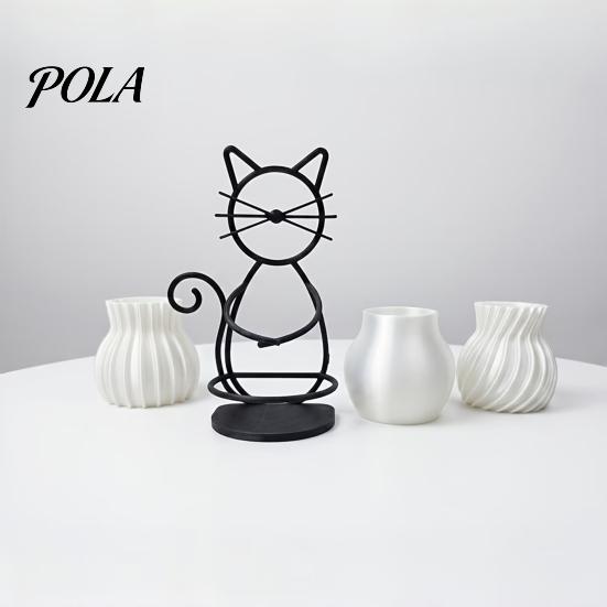 Textured Flower Pots Cat Pot Holder, Multifunctional Desktop Vase Pen Organizer for PLA Small Plants, Minimalist Stand with Pots, Home Decor
