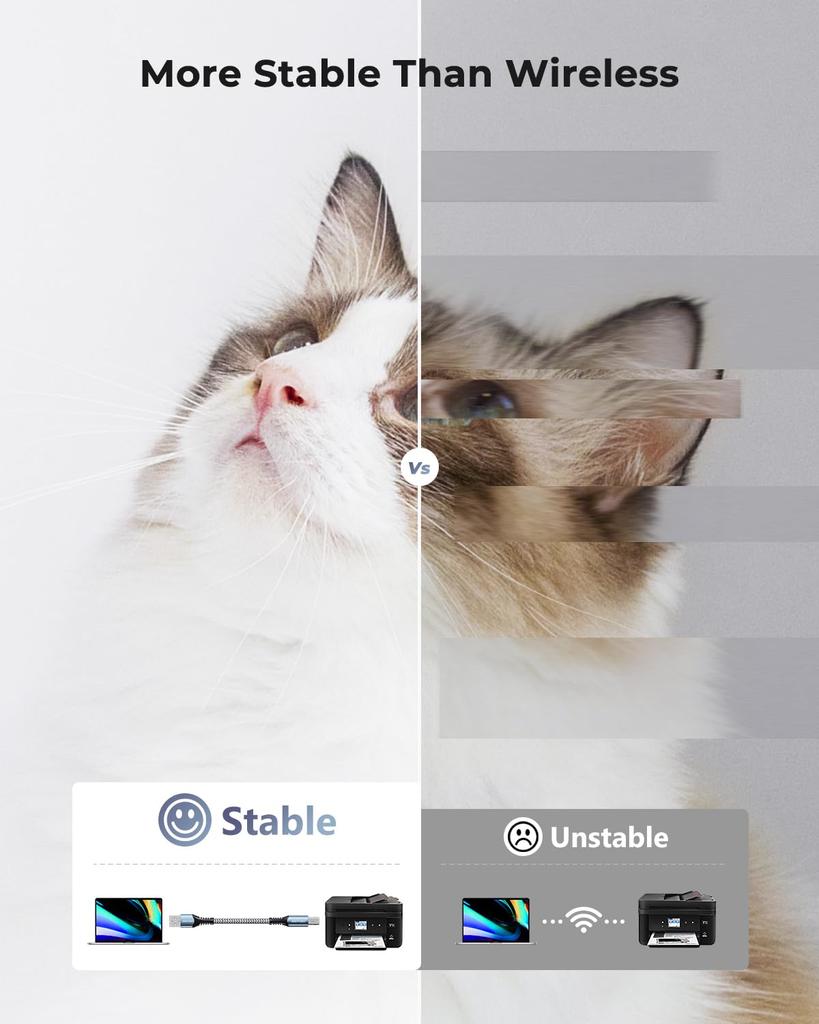 USB Printer Cable USB B To USB A USB Type A Male To Type B Male for 2.0 [5M], Cable, HP, Canon, Dell, Panasonic, Epson, Lexmark, Xerox, Samsung,