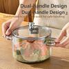1.6L High Borosilicate Glass Pot, Clear Vertical Striped Cooking Pot, Double Handle Stovetop Pot for Soup Noodle Stew, Microwave & Cooker Safe