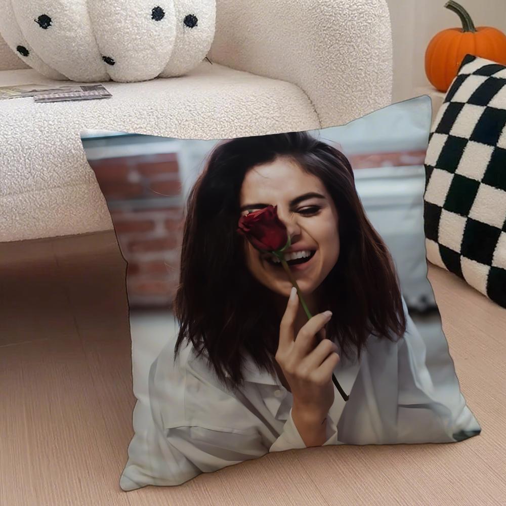 S-Selena Gomez Kissenbezug Leinen Kissenhülle Weich Atmungsaktiv Schutz Couch Zimmer Dekoration