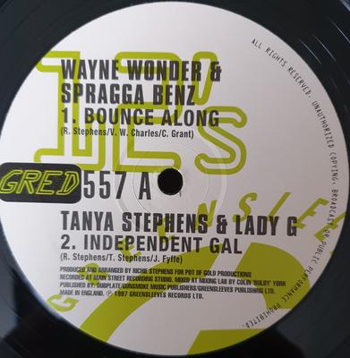 12inch Record WAYNE WONDER & SPRAGGA BENZ / TANYA - Bounce Along / Independent Gal / Wh GRED557 Greensleeves Re 1997 UK Reggae, Ska & Dub Used