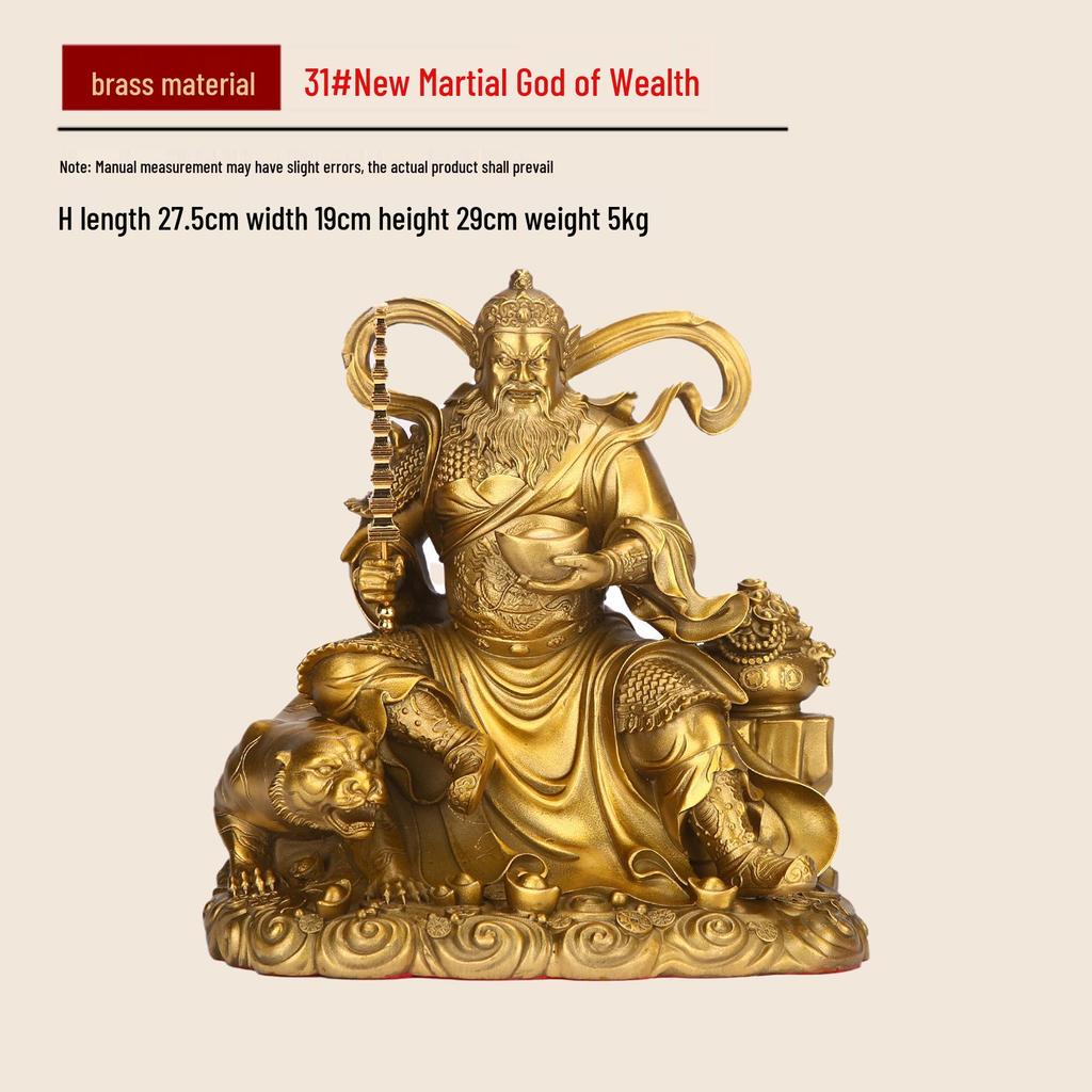 Brass Statue of Zhao Gongming Riding Tiger - God of Wealth, Five Roads Luck Attractor