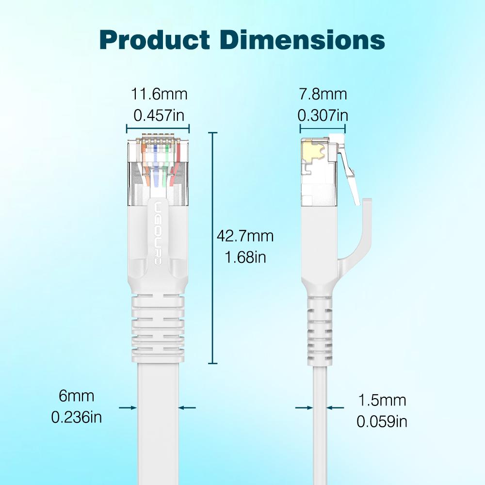 Cat6 Flat Ethernet Cable 1Gbps 1000Mbps Cat 6 RJ45 LAN Patch Cord High Speed Low Profile Internet Cable for Xbox Router Smart TV