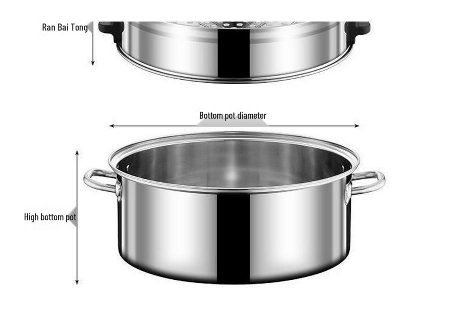 Large Capacity Multi-layer Stainless Steel Steamer Pot for Fish, Buns, and Soup