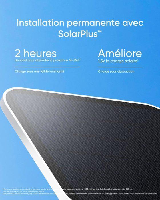 Eufy - Security SoloCamS340 - Solaire - extérieure sans Fil - Surveillance 360° 720p - Wi-FI 2,4 GHz - Compatible HomeBase 3