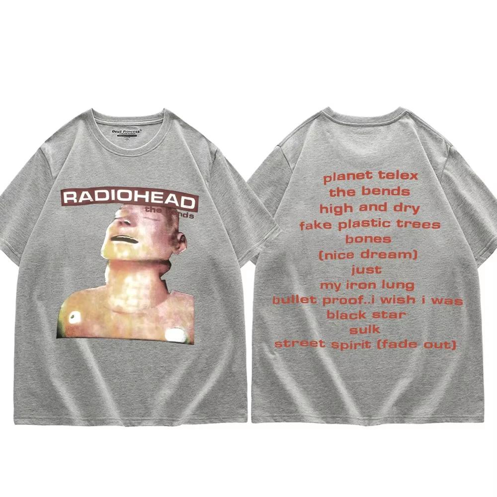 Radiohead The Bends Album Merch T Shirt Rock Hip Hop Vintage Short Sleeve T-shirt Men Women Casual Fashion Oversized T-shirts