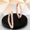 Cute Female White Zircon Stone Hoop Earrings Vintage Fashion Rose Gold Color Wedding  For Women