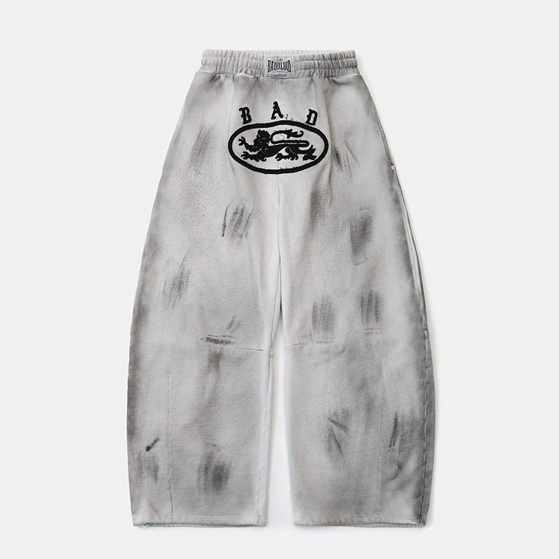 

South korea Badblood American Casual Retro Washed Distressed Tie-dye Hoodie Women Niche Hooded T-shirt Street Top Washed White Pants M