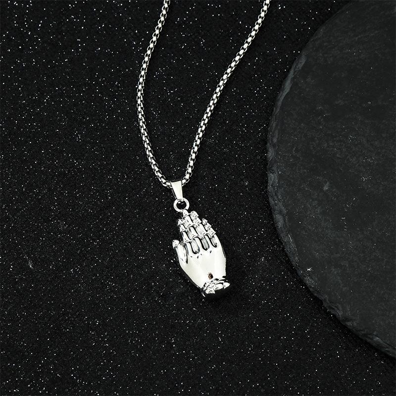 Palm Buddha Necklace Retro Versatile Temperament Men'S Personality Buddha Pendant With Accessories