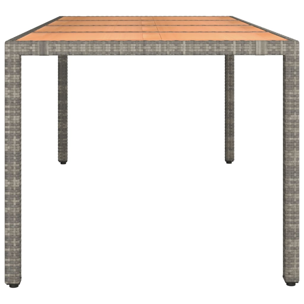 Garden Table with Wooden Top Gray Poly Rattan & Solid Acacia Wood