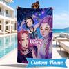 Custom Name KPop Cartoon Beach Towel Microfiber Beach Towel, Lightweight and Quick-Dry, for Summer Travel, Swimming Pool Gift