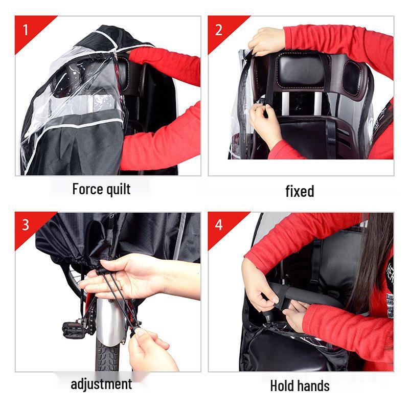 Průhledný PVC Vodotěsný Dětský Kryt proti Dešti na Zadní Sedadlo na Kolo