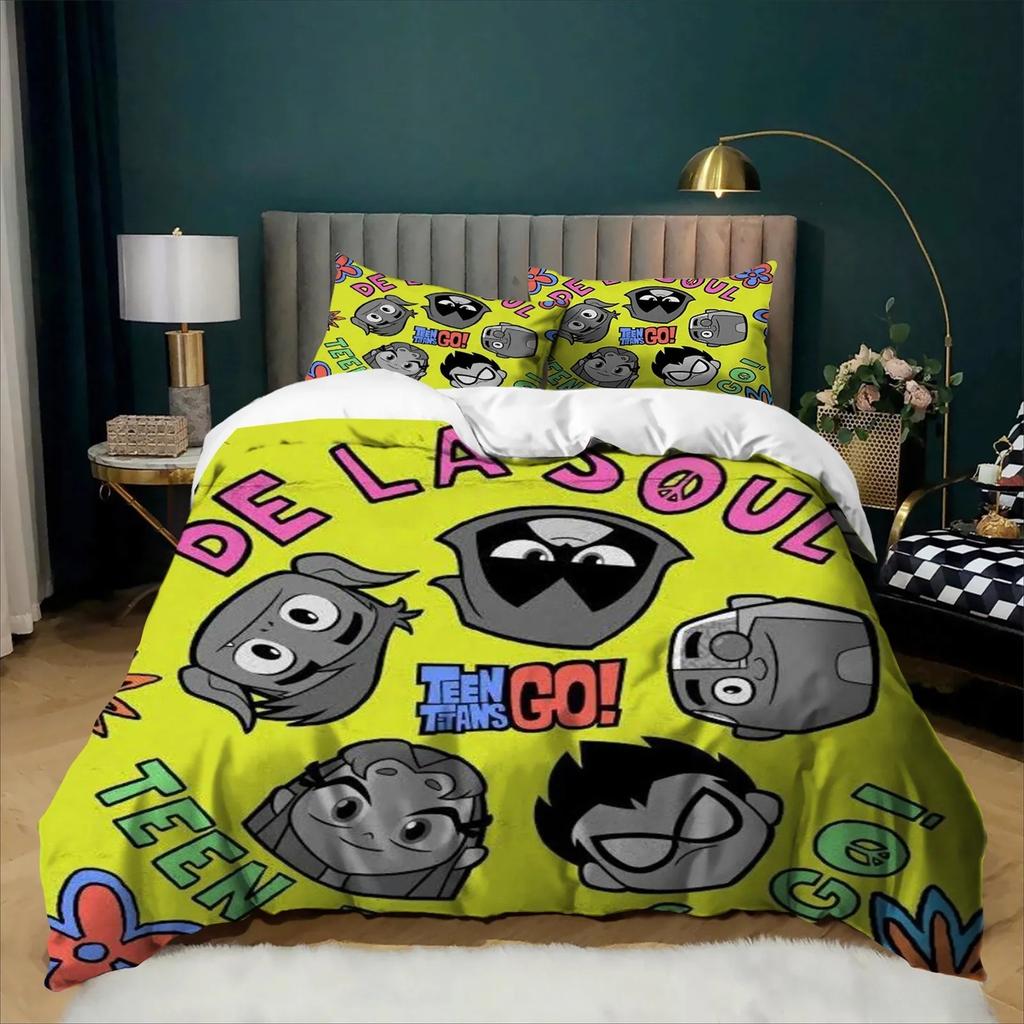 Cartoon 3D Digital Printing Teen Titans Go Duvet Cover Set Bedding Set For Kids Adults Single Double Large Sizes Bedroom Decor