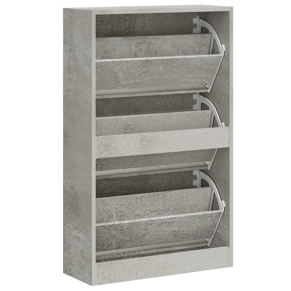 Shoe Cabinet Concrete Grey 63 x 24 x 103 cm Wood Based Material