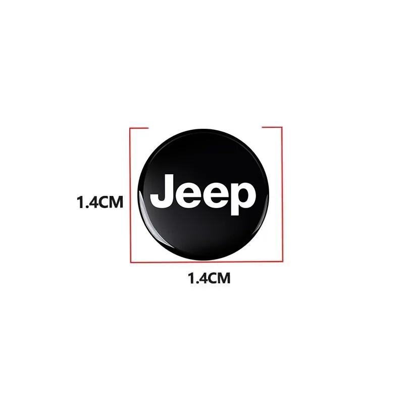 5Pcs 14mm Car Emblem Key Sticker Remote Control Key Logo Decal For Jeep Wrangler Grand Cherokee Avenger Compass Wagoneer Patriot AKR1