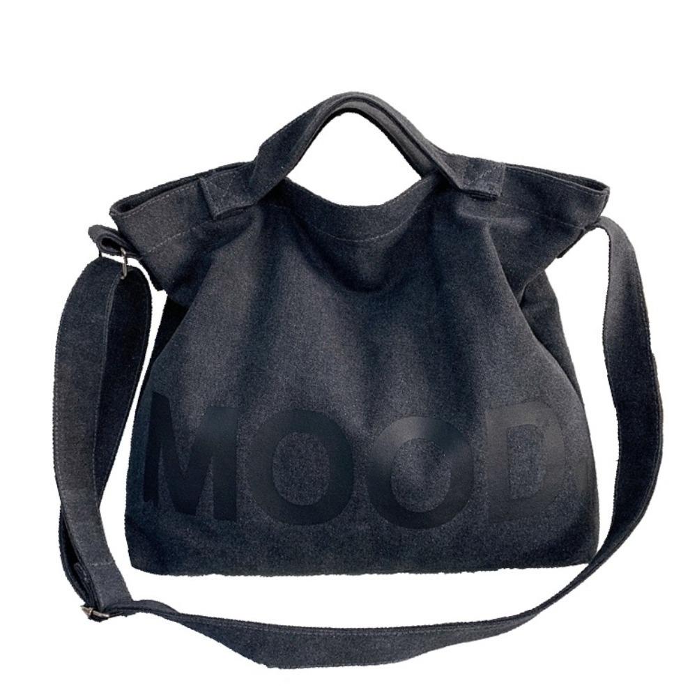 

Letter Women Canvas Bag Retro School Tote Bag Durable Men s Shoulder Bag Unisex чорний