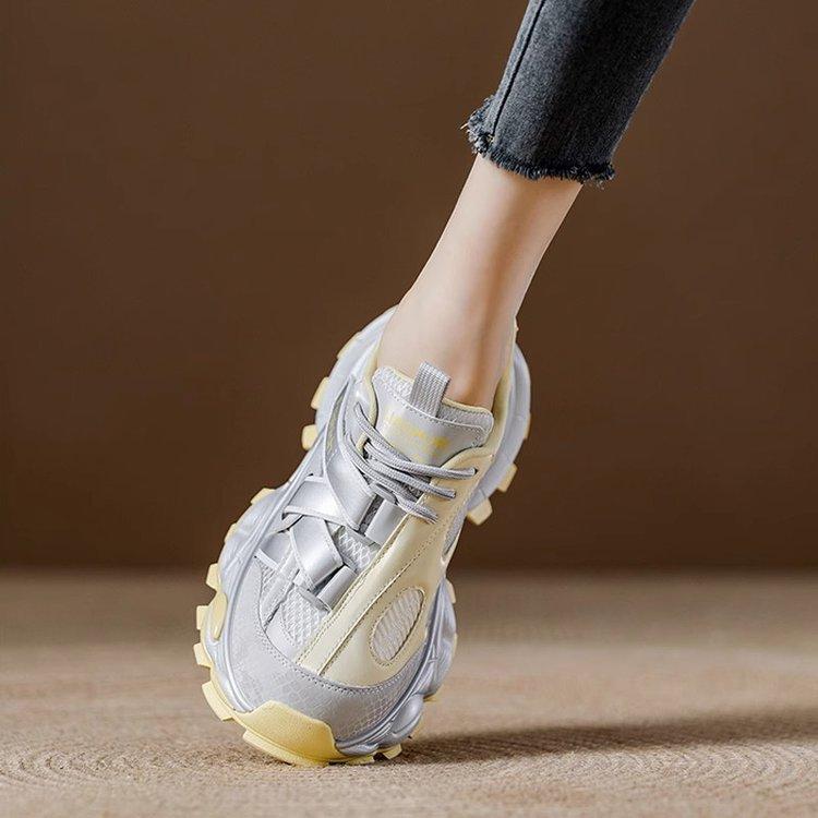 [Youshilai] 2025 autumn new color matching dad shoes women's thick-soled non-slip lace-up fried street casual sports shoes