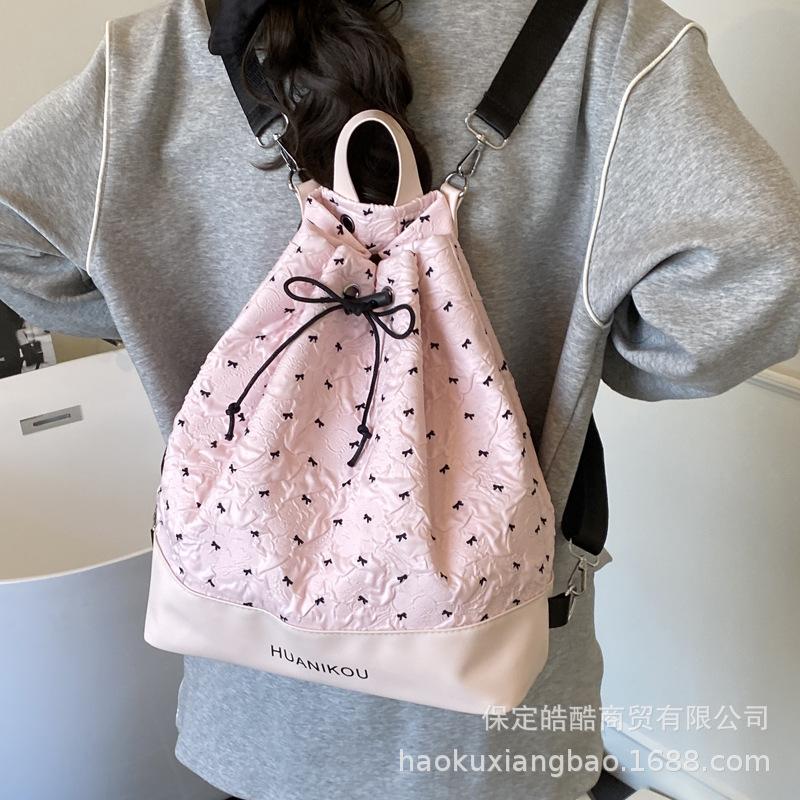 

Niche design bag women s large capacity 2025 new summer canvas crossbody bucket bag multi-functional backpack белый