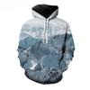 Iceberg Glacier Scenery Fleece Hoodie, Men's Thick Warm Autumn Winter Sweatshirt, Snow Mountain Ice Landscape Pullover for Outdoor Style