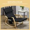 Rocking Lounge Chair Recliner Relaxation Lounging Relaxing Seat with Adjustable Footrest, Side Pocket and Pillow, Black