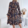 Women's Fashion Party Solid Color V-neck Long Sleeved Slim Fit Sequin Pleated Ribbon Wrapped Hip Dress Evening Dress