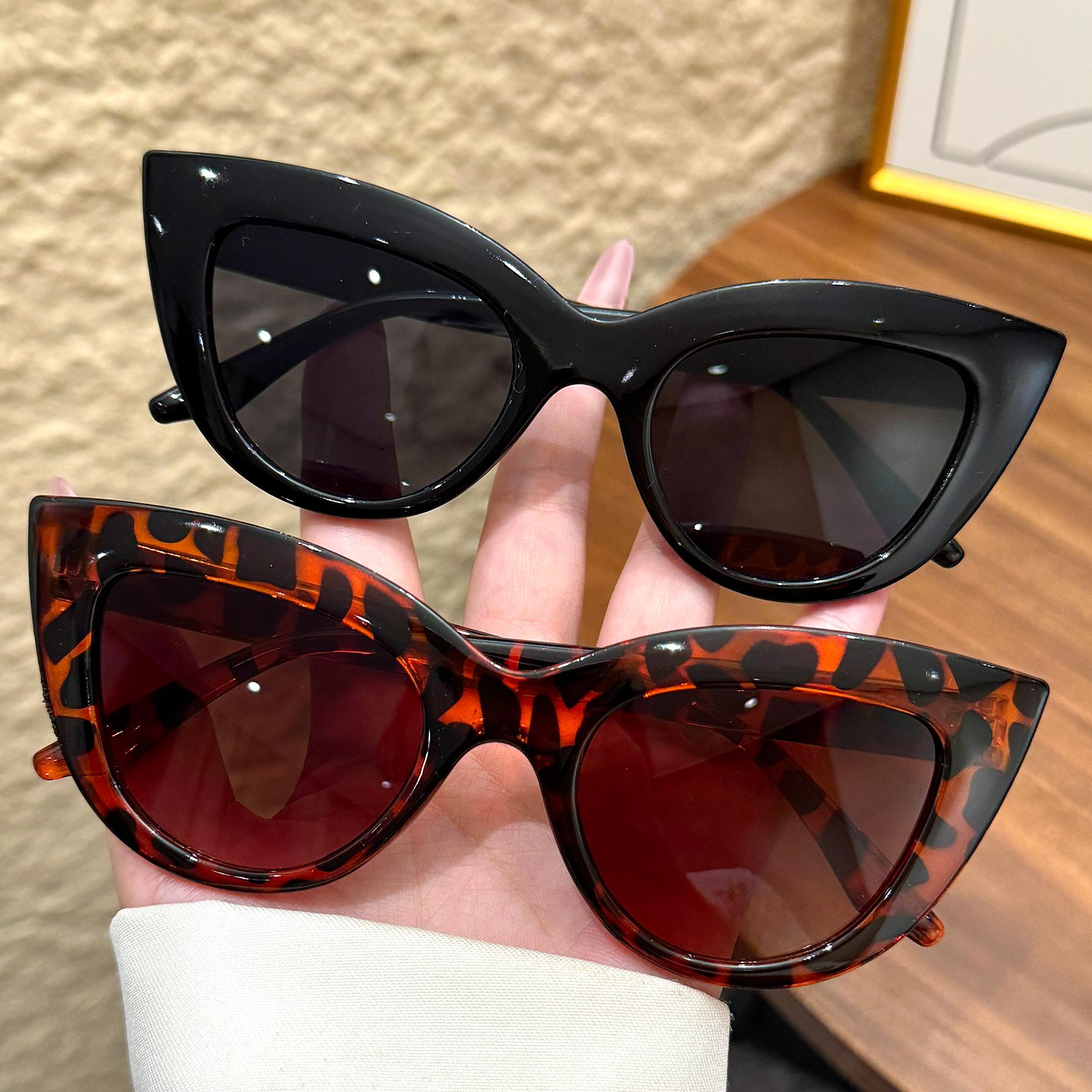 2Pcs Large Frame Retro Square Sunglasses Cat Eye Sunglasses Goggles for Men and Women Rectangular Sunglasses