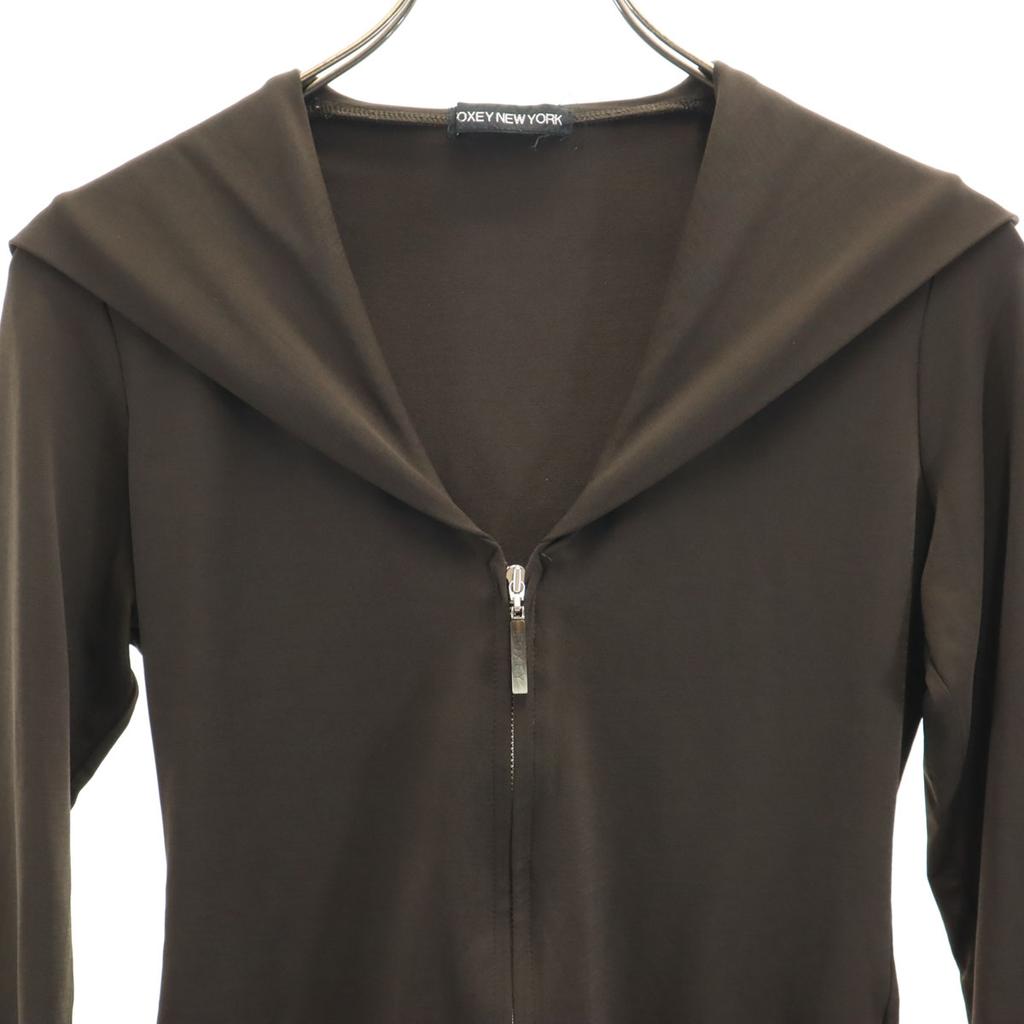 FOXEY NEW YORK made in Japan Long sleeve Zip up Cut Brown Hoodie Women Used