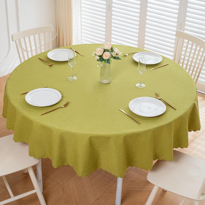 Waterproof Oil-Proof Round Table Cloth TPU Film Covering Resistant To Dirt Solid Color Table Cover Decoration Round Tablecloth