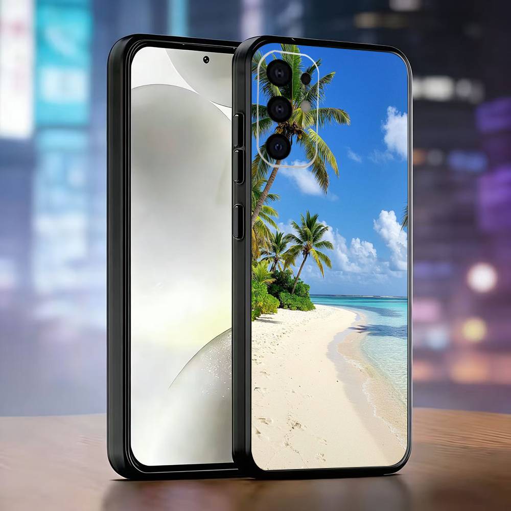 Beach Phone Case For Samsung S25,S24,S21,S22,S23,S30,Ultra,S20,Plus,Fe,Lite,Note,10,Black Cover