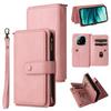 For Xiaomi Redmi Note 14 Pro+ 5G/Xiaomi Poco X7 5G/Xiaomi Redmi Note 14 Pro 5G Zipper Wallet Case with 15 Card Slots and Strap Leather Phone Cover