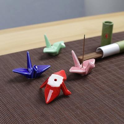 Porte-encens en forme de mille grues colorées Motif rétro japonais Base pour encens Accessoires de cérémonie du thé Décoration d'intérieur