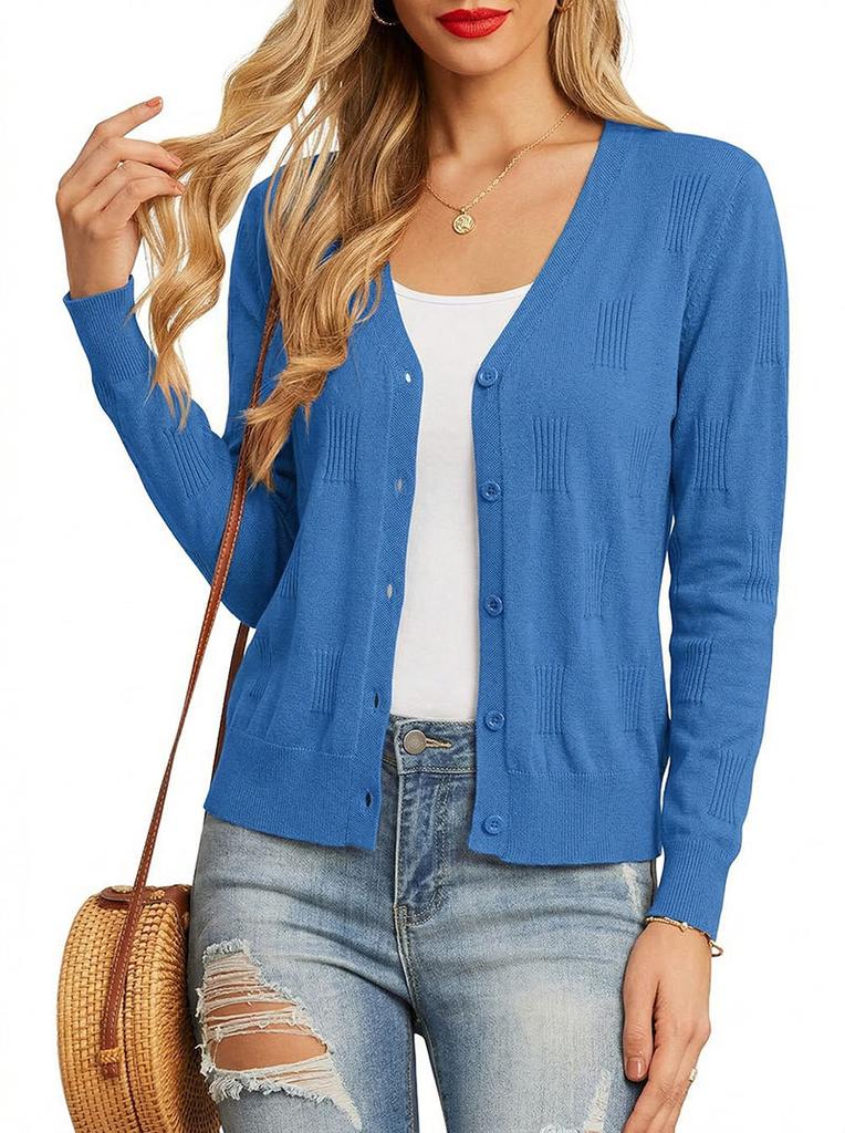 European and American foreign trade slim-fitting long-sleeved V-neck knitted sweater top sweater cardigan jacket women
