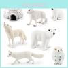 Realistisches 7-teiliges Arktis-Tier-Set inklusive Polarfuchs Eule Weißes Kaninchen Eisbär und Weißer Wolf Für Dekoratives Display