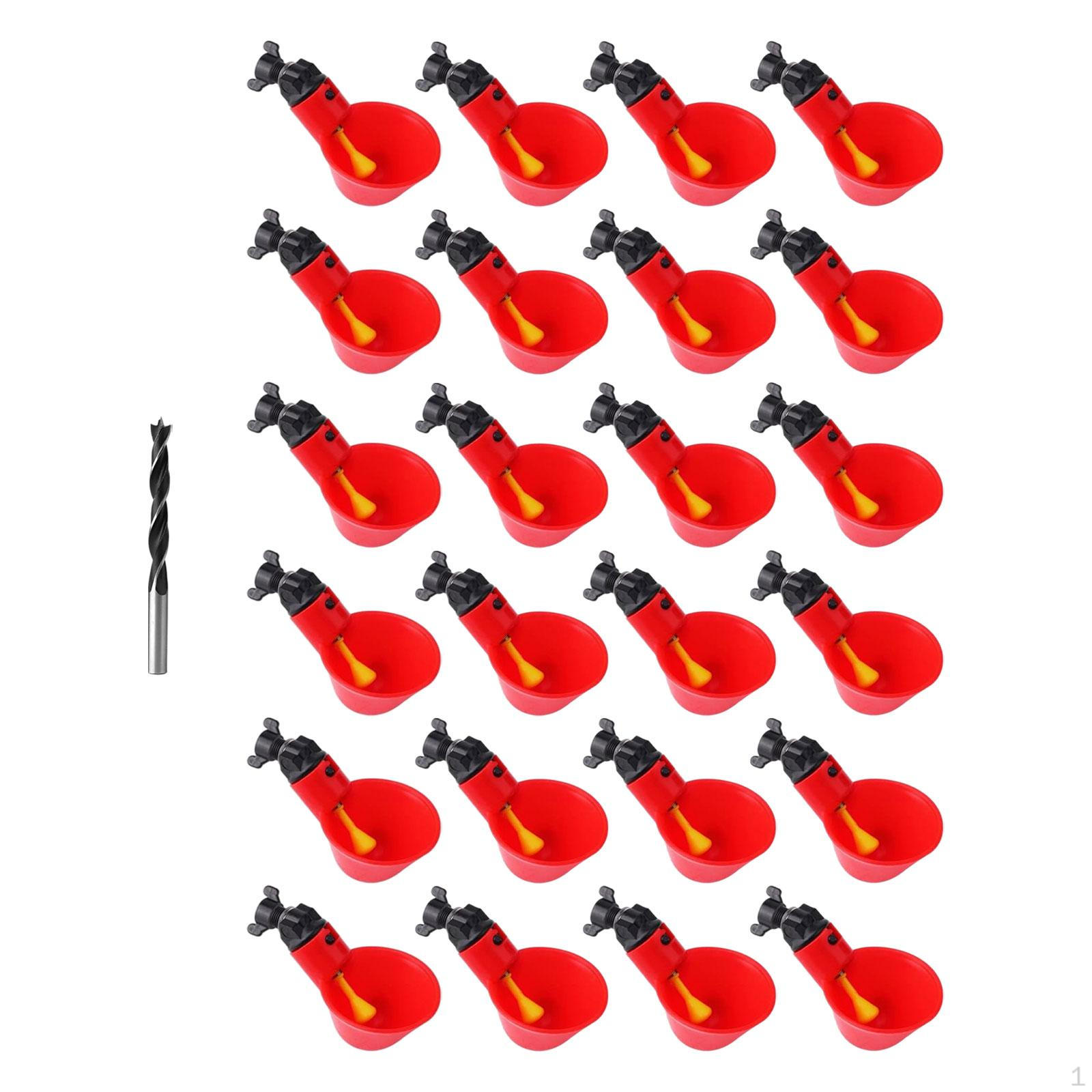 24 Pieces Automatic Poultry Water Cups Portable Removable Chicken Feeder for Coop Bird Hen