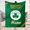 Boston Celtics Fan Gear Personalized Text Blanket Multi-purpose Customizable Blanket Soft & Cozy Versatile for Picnics Couch Living Room Bedding