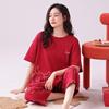 100% Cotton Women's Red Pajamas - Spring/Fall Wedding Year of the Rat Long Sleeve Plus Size Set