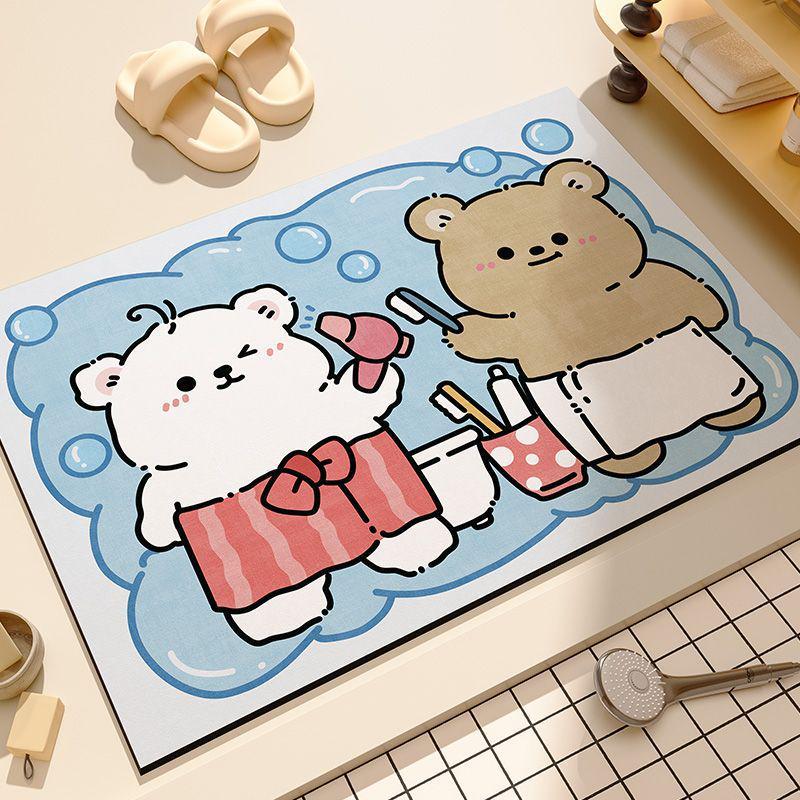 Diatom Mud Soft Absorbent Anti-Slip Quick-Dry Cute Bathroom Mat