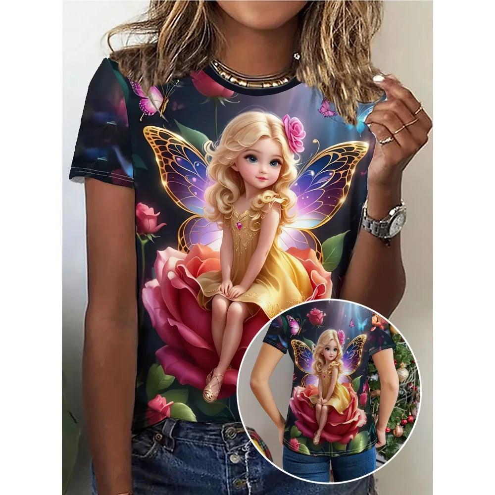 Fashion Women's Printed T-Shirt Casual Versatile Short Sleeve Daily Comfort Short Sleeve Simple T-Shirts Women’s
