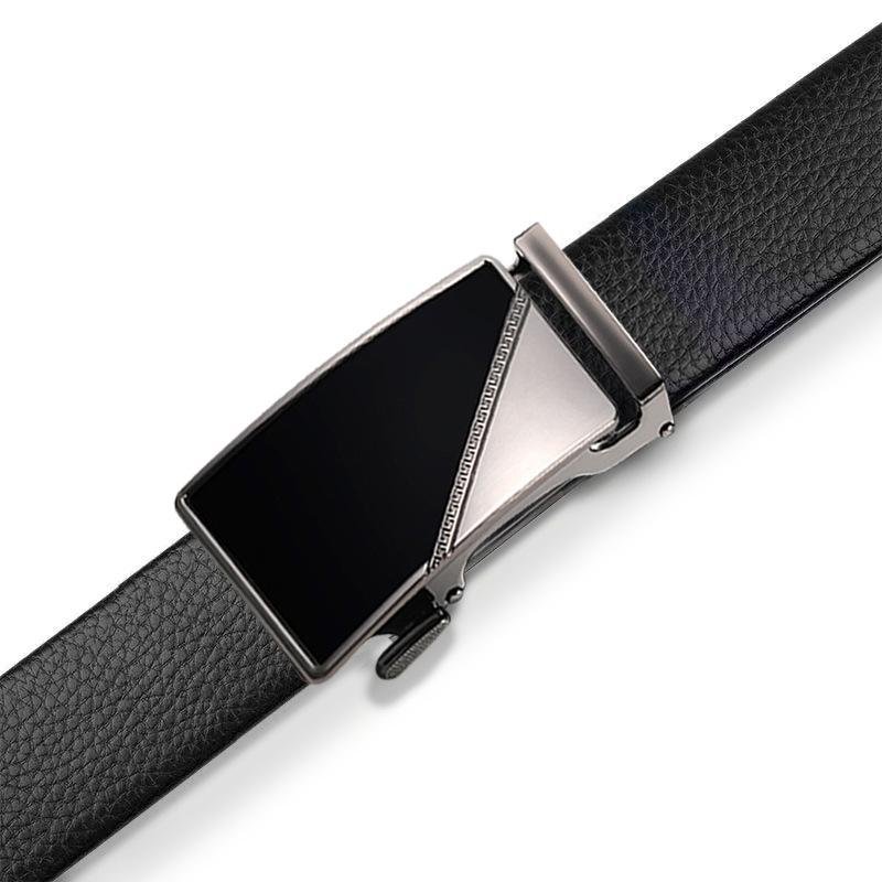 New Style of Men's Leather Belt  Cowhide Belt  Middle Aged and Young Alloy Automatic Buckle  High End Business Belt  Men