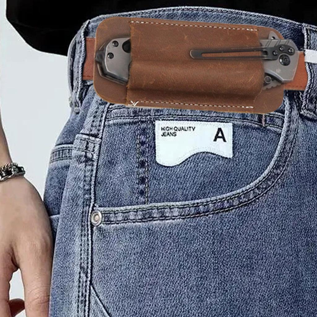 Vintage Leather Folding Knife Case Wearable Belt Pocket Knife Case Outdoor Knife Protective Case
